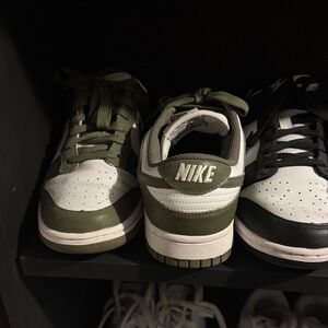 Nike Olive and White Low-Top Sneakers